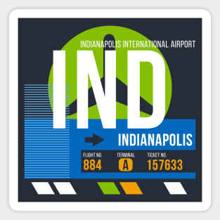 Indianapolis (IND) Airport // Retro Sunset Baggage Tag Magnet